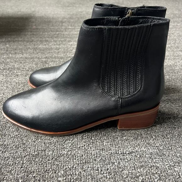 Soludos Delancey Black Leather Ankle Bootie Sz 8 - Picture 6 of 10